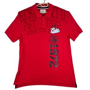 Ecko Unltd Polo Shirt Mens XXL Red Graphic Print 1972 Short Sleeve Cotton